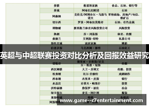 英超与中超联赛投资对比分析及回报效益研究