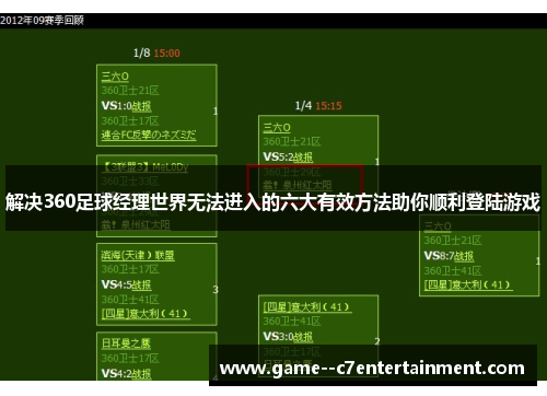 解决360足球经理世界无法进入的六大有效方法助你顺利登陆游戏